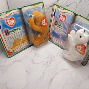 Teenie Beanie Babies 2000 Vintage/Ty Legends 2 count Brown & White  ( EUC)